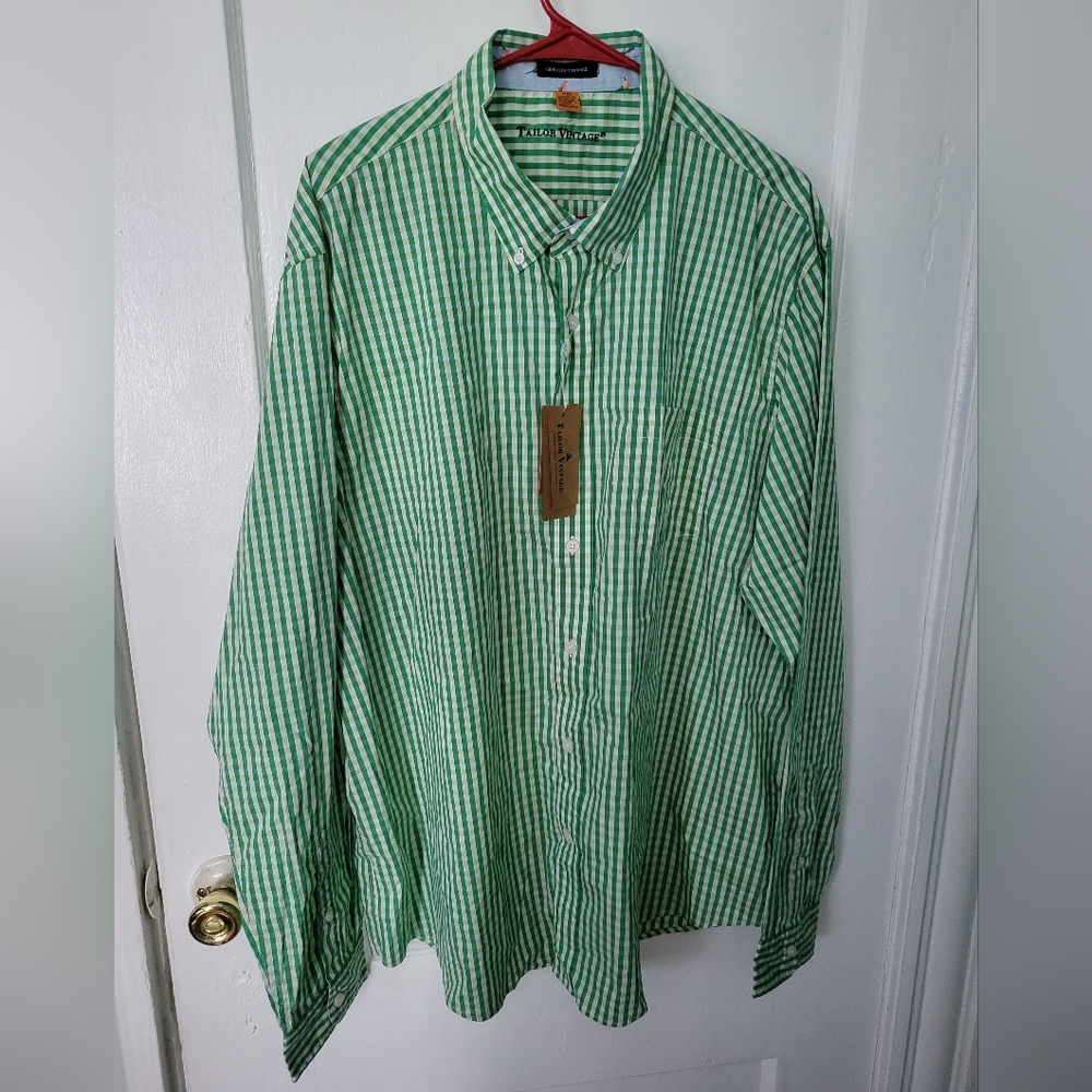 Tailor Vintage luxe Green Checkered Striped Dress to Casual Button Down Shirt
